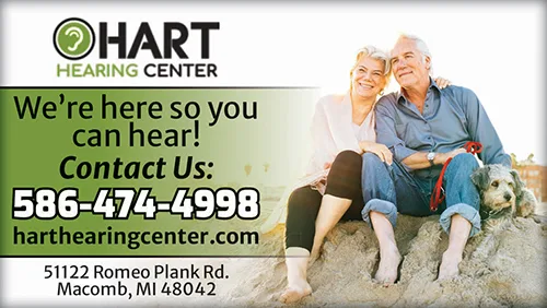 Advertisement graphic pointing to https://www.harthearingcenter.com/