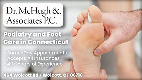 Advertisement graphic pointing to https://www.mchughpodiatry.com/