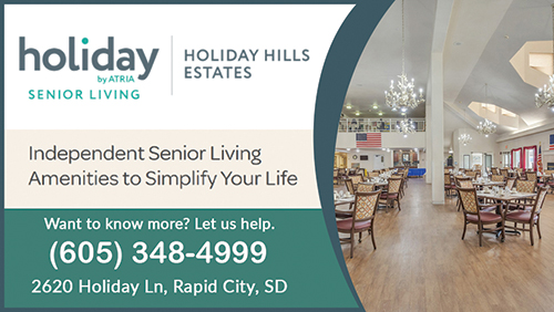 Advertisement graphic pointing to https://holidayseniorliving.com/retirement-communities/holiday-hills-estates-rapid-city-sd/