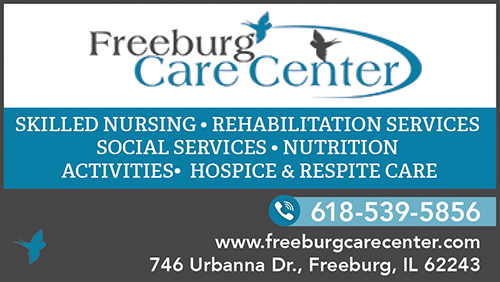 Advertisement graphic pointing to https://freeburgcarecenter.com/