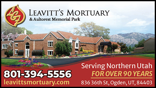 Advertisement graphic pointing to https://www.leavittsmortuary.com/