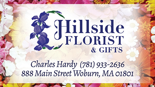 Advertisement graphic pointing to https://hillsideflorist.biz/