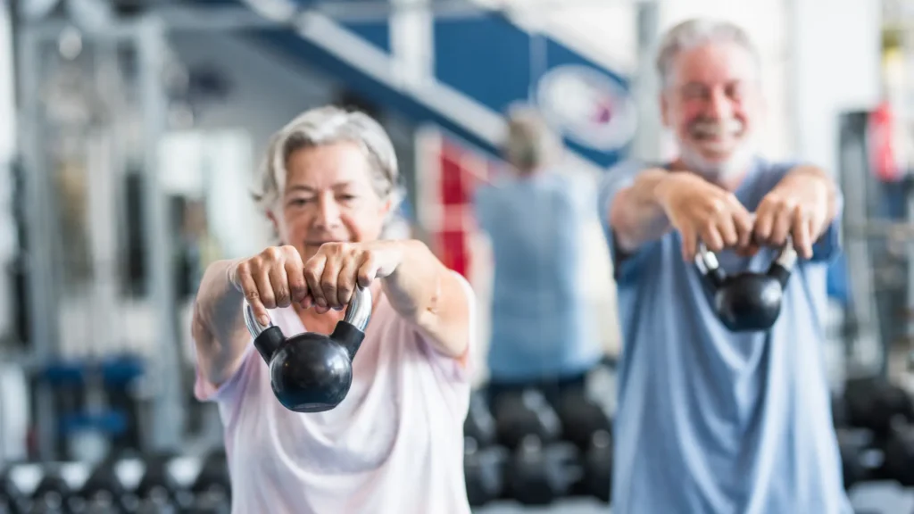 seniors doing shoulder raises for shoulder health