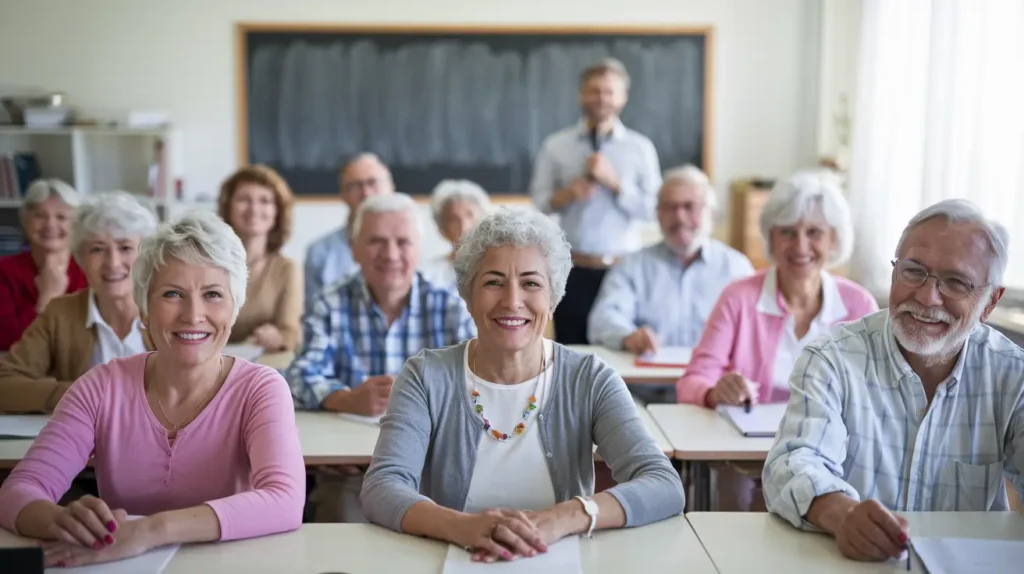 seniors taking a class during activities at senior centers