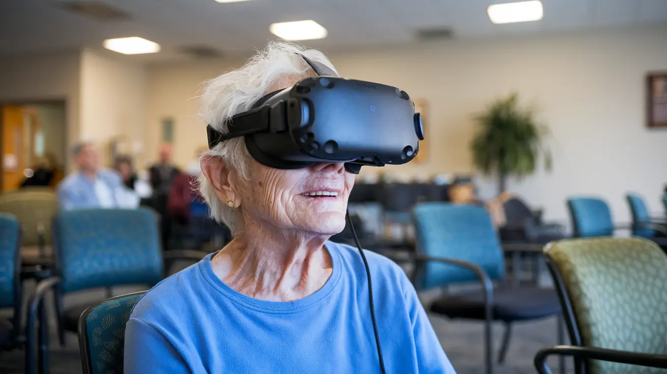 senior citizen with VR headset