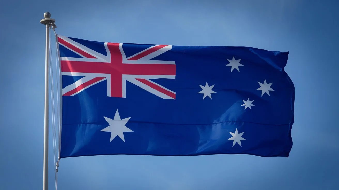 The national flag of Australia is based on the British Blue Ensign—a blue field with the Union Jack in the upper hoist quarter—augmented with a large white seven-pointed star (the Commonwealth Star) and a representation of the Southern Cross constellation, made up of five white stars (one small five-pointed star and four, larger, seven-pointed stars).