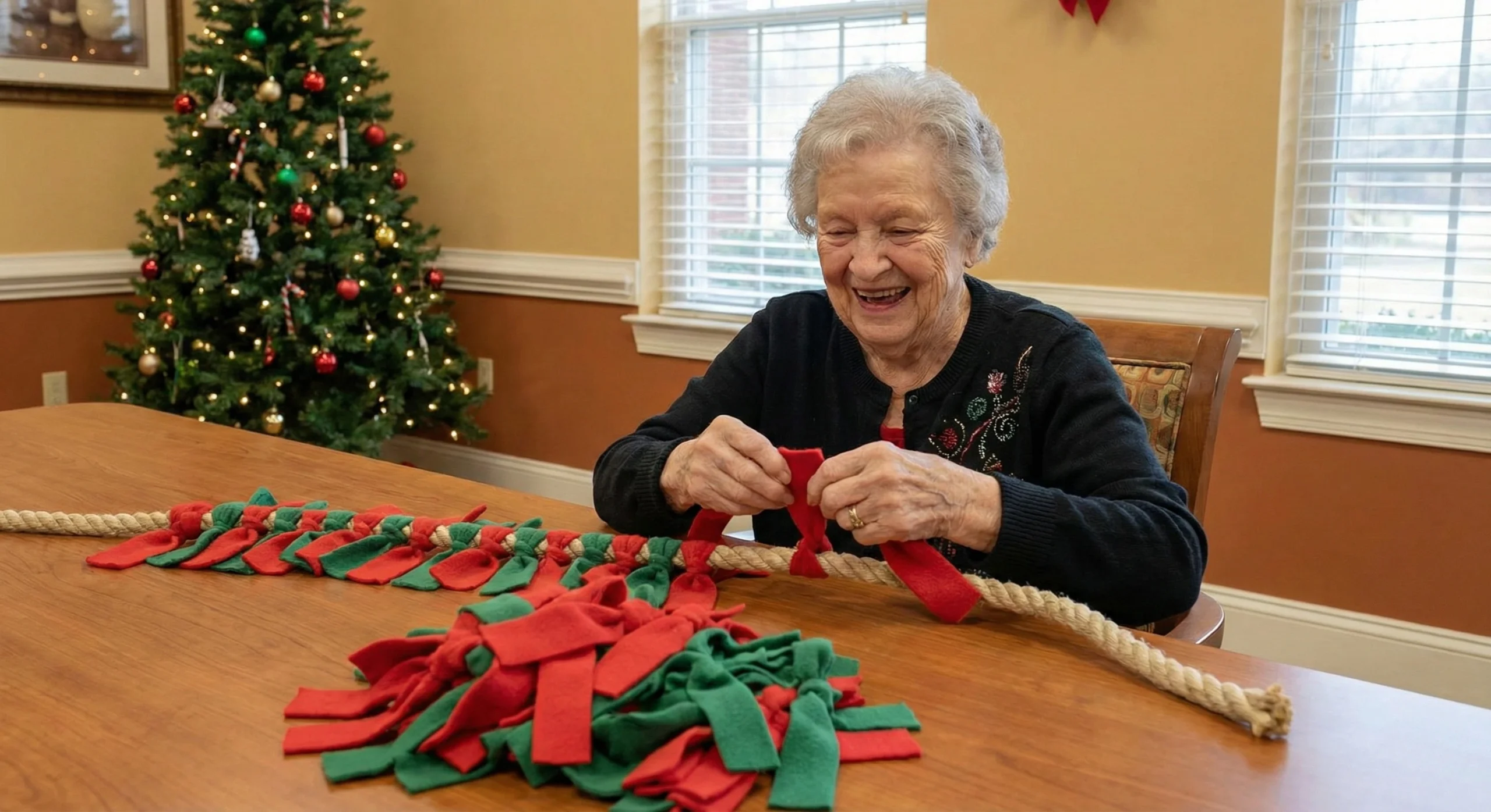 The No Sew Fleece Tied Garland scaled - SeniorCenters.com