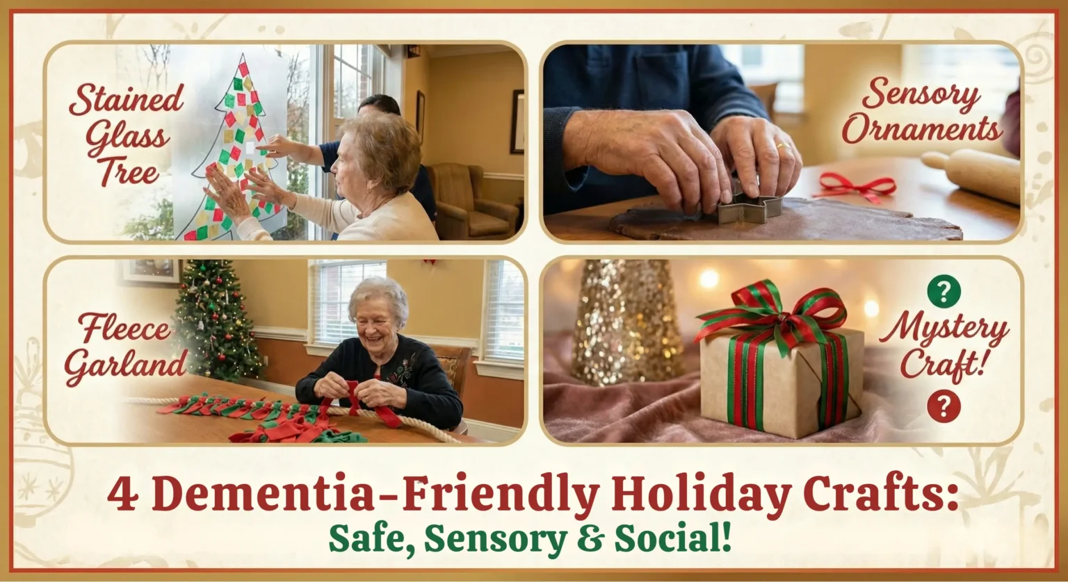 4 dementia friendly crafts in an image with titles under each craft